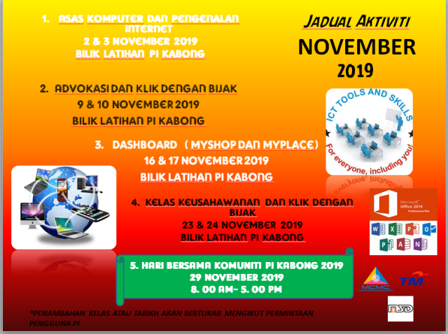 jadual aktiviti Nov 2019